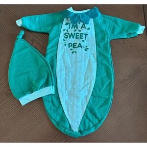1998‎ Vintage Y2K Honors Baby I'm A Sweet Pea Newborn Sack & Hat NWOT
